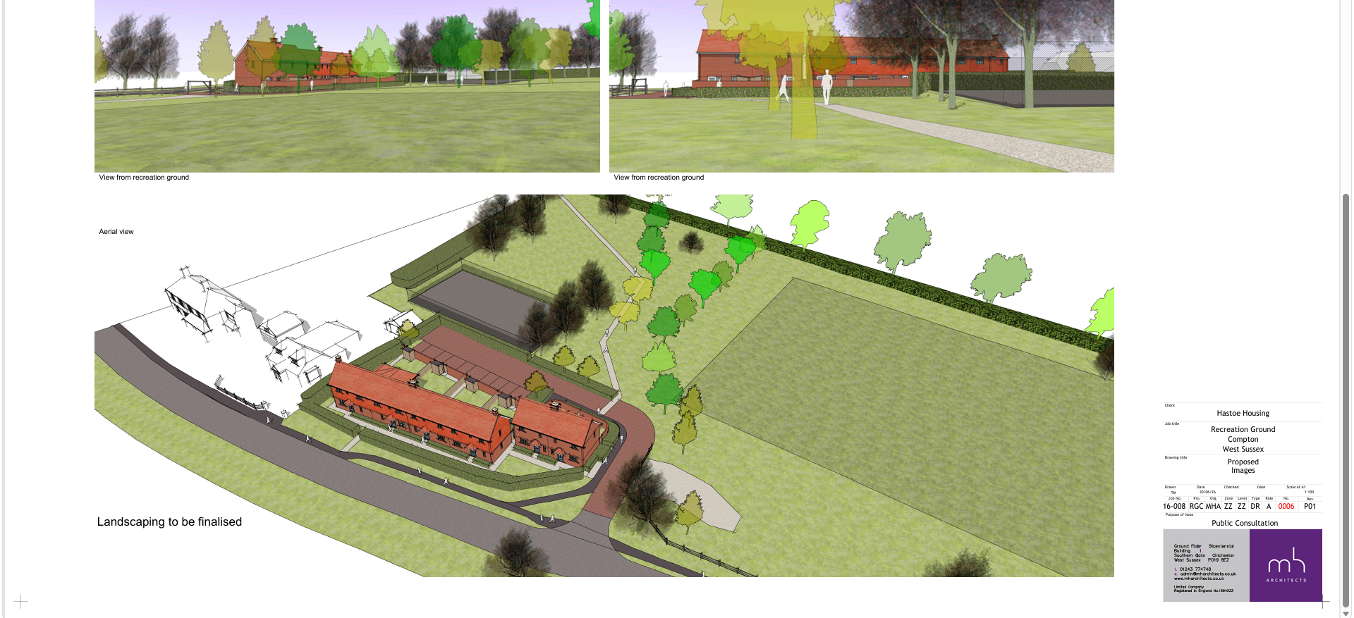 Site plan and aerial view of the proposed development