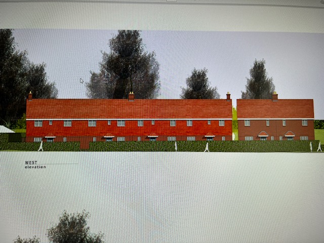West elevation of the proposed buildings